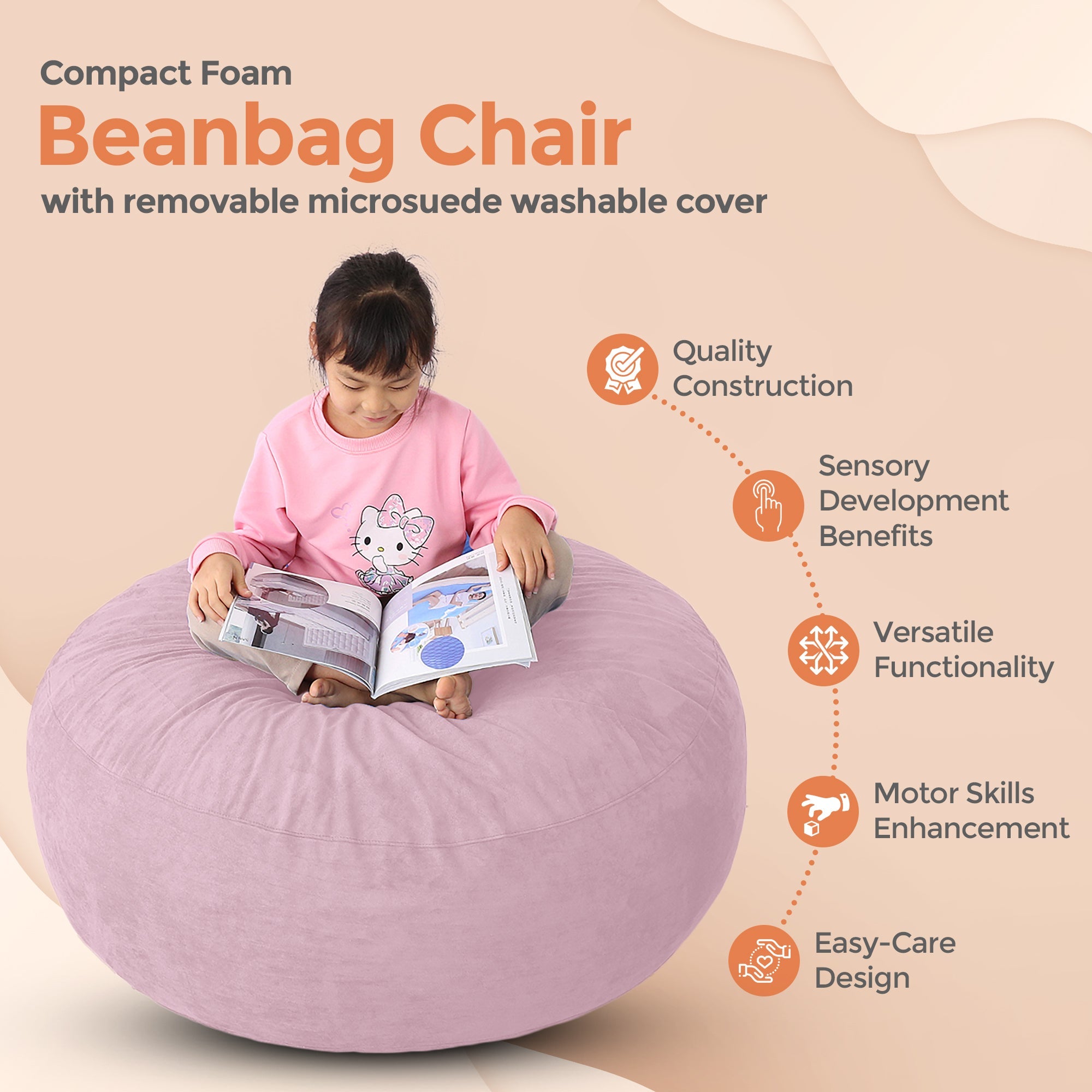Foam Bean Bag (Light Mauve)