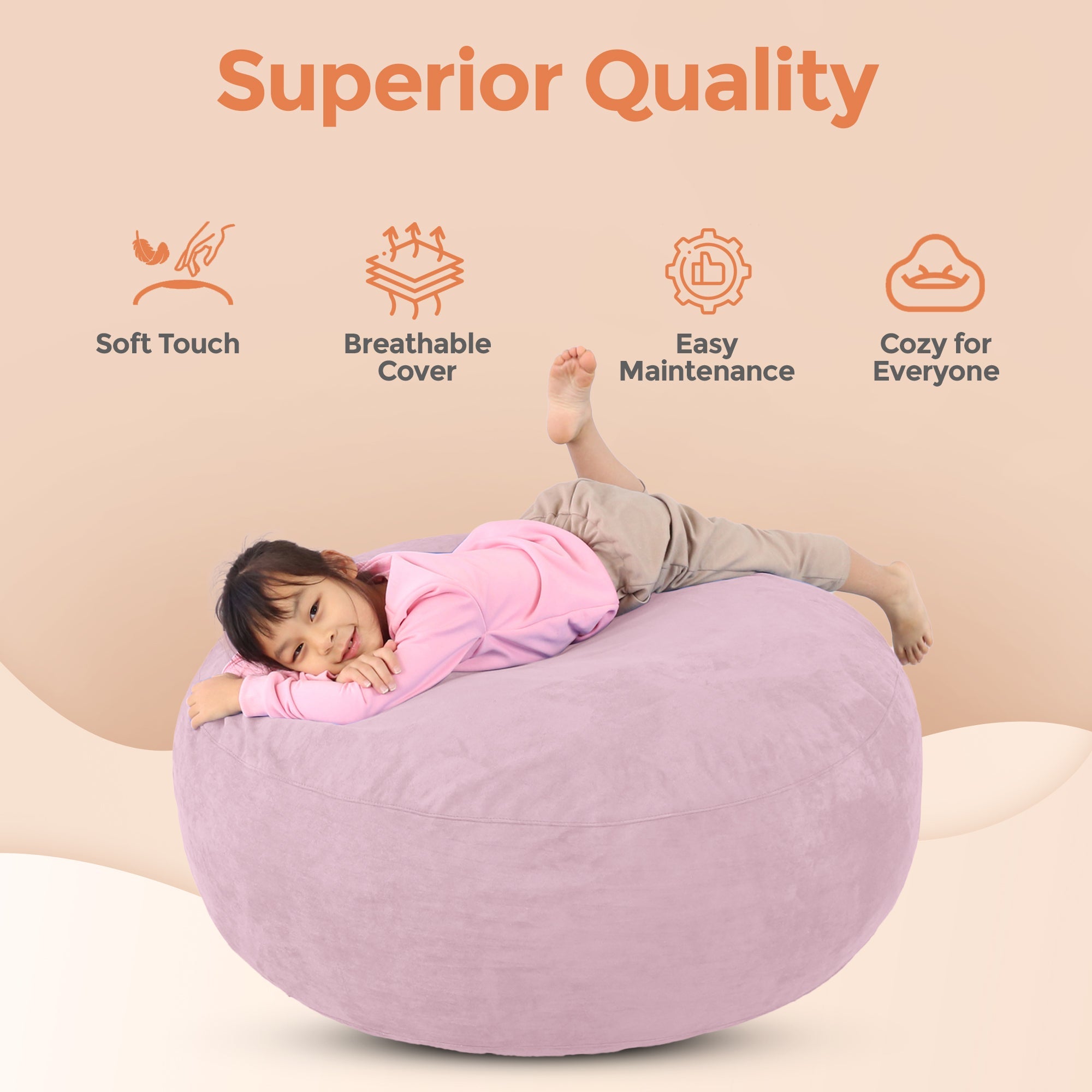 Foam Bean Bag (Light Mauve)