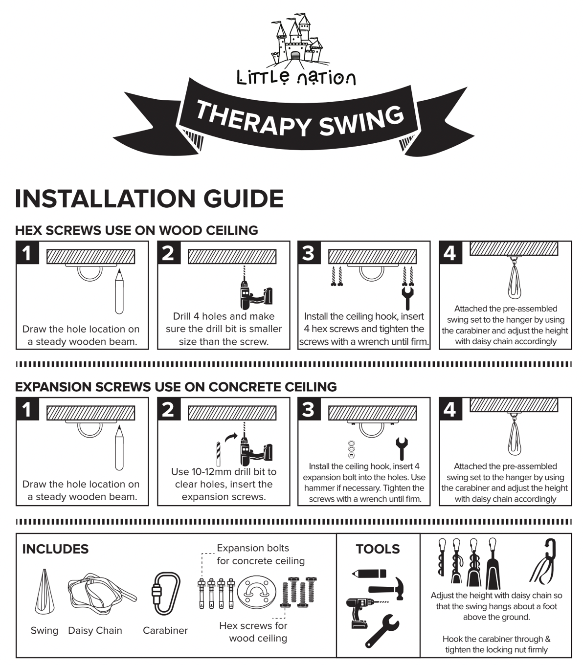 Grey Therapy/Sensory Swing for Kids - Large, 150cm x 90cm