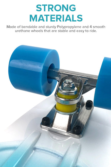Mini Cruiser Skateboard - White/Blue