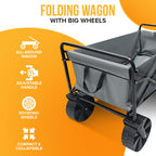 Foldable Beach Wagon Trolley with Big Wheels