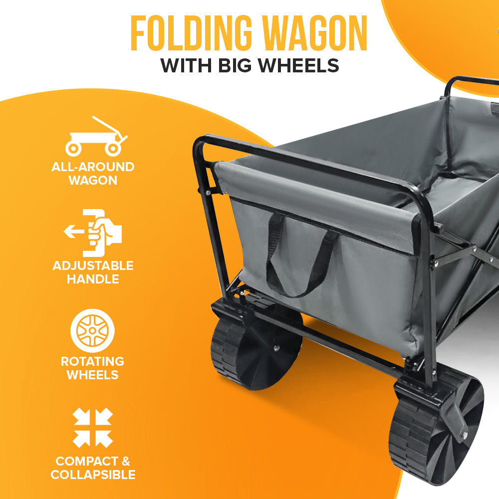 Foldable Beach Wagon Trolley with Big Wheels